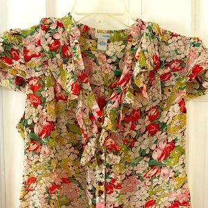 Anthropologie Odille silk floral blouse size 8